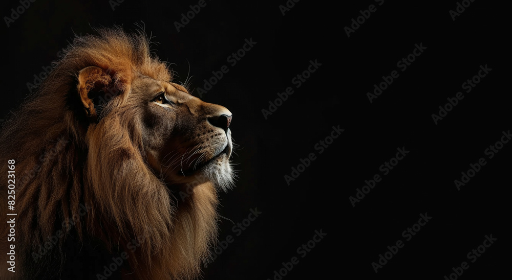 Portrait of a lion on a black background, close-up.Generative AI Portrait of a lion on a black background, close-up.Generative AI