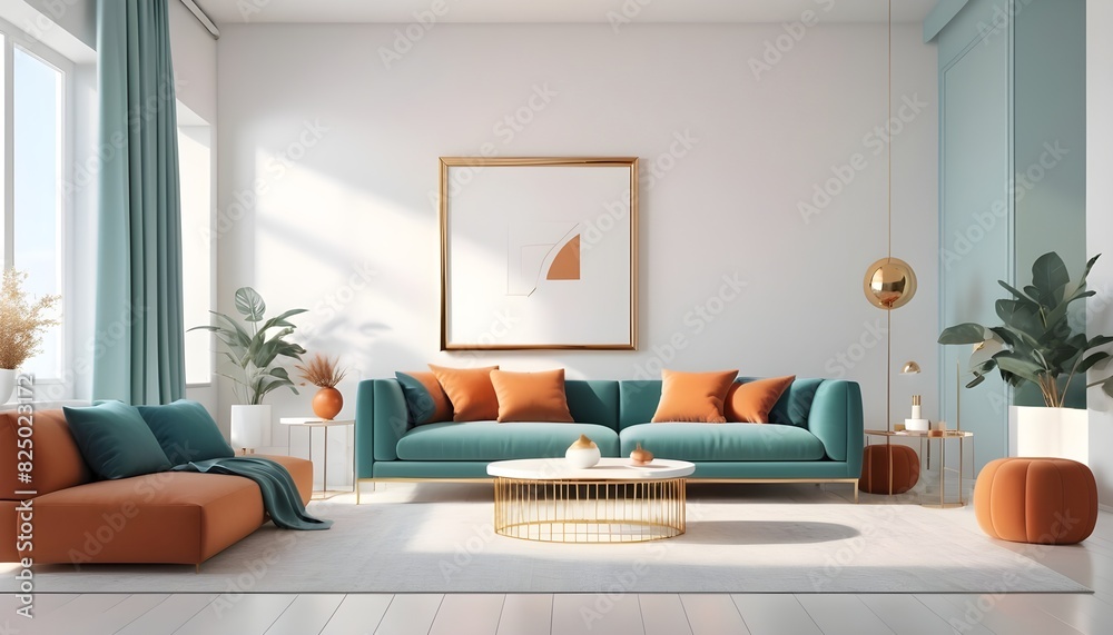 white and gold theme interior modern minimalism photo realism