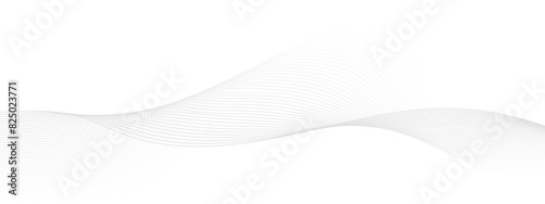 Grey Wave Swirl, frequency sound wave, twisted curve lines with blend effect. Abstract grey wave lines on transparent background. Technology, data science, geometric border pattern. 