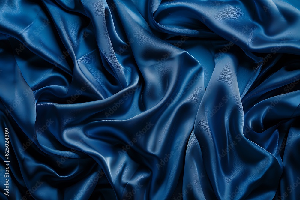 Fototapeta premium Glamorous Blue Silk Material - Rich and Smooth Genuine Silk Textile Background