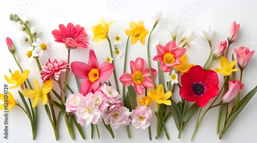 spring flowers isolated on white background