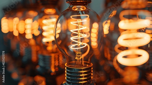  a close up of a lit light bulb with a spiral filament