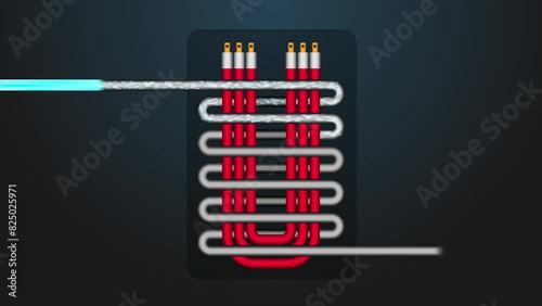Workflow of heating wire in boiler water heater. With Alpha channel for remove background.