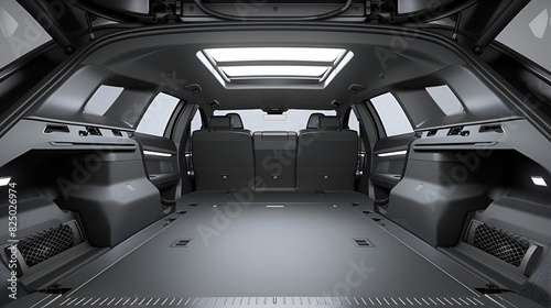 large roomy car trunk with internal compartments, generative ai photo