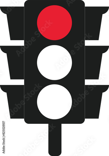 Red Traffic Light vector icon. Traffic signal sign. Stoplight. Road Instruction, regulation symbol, traffic rules design element