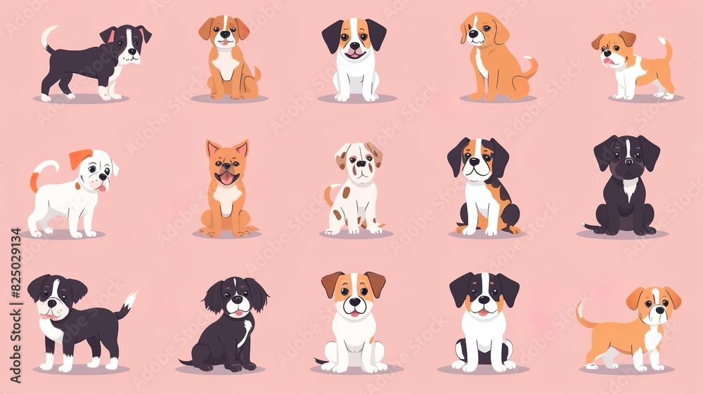 lots of cute puppies, different, for stickers. Generated by AI lots of cute puppies, different, for stickers. Generated by AI