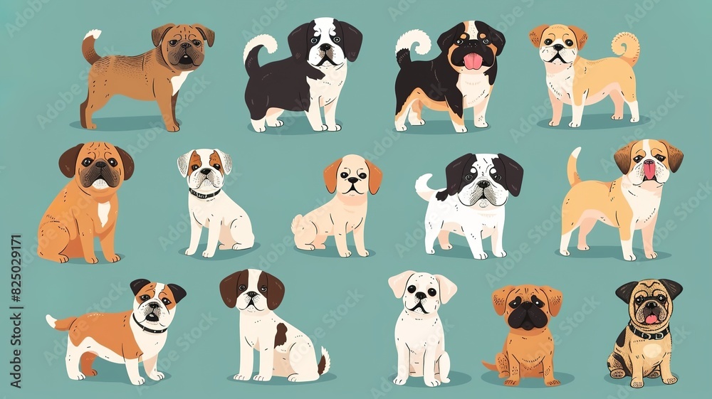 lots of cute puppies, different, for stickers. Generated by AI lots of cute puppies, different, for stickers. Generated by AI