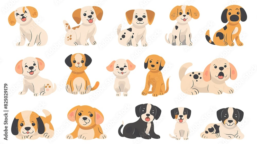 lots of cute puppies, different, for stickers. Generated by AI lots of cute puppies, different, for stickers. Generated by AI