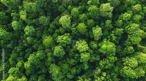 Aerial view of lush green forest canopy showcasing dense foliage in vibrant natural landscape  perfect for nature and conservation themes.