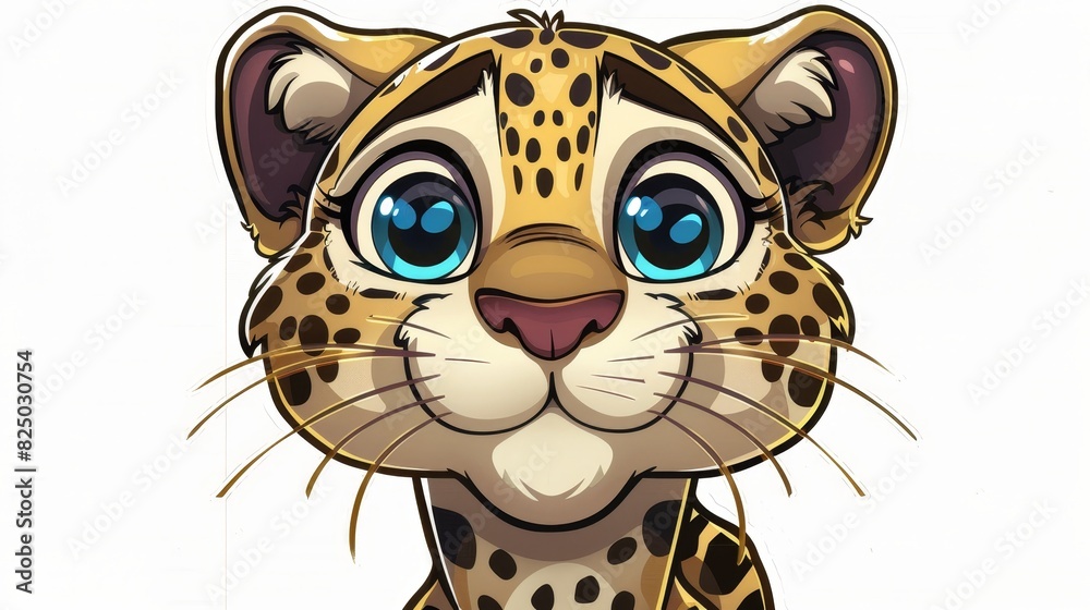 Leopards with whiskers generative AI sticker for zoo fans Leopards with whiskers generative AI sticker for zoo fans