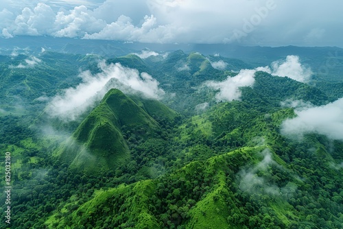 Aerial View of Lush Green Mountain Range
