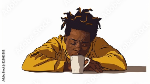 African American Hand Drawn Illustration Of I'm Not A Morning Person Isolated On A White Background