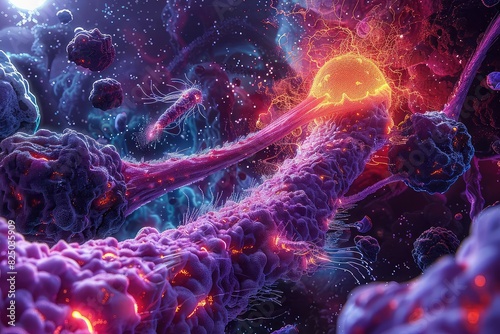 Fantasy depiction of a pancreas under siege by dark forces, Fantasy, Vivid Colors, Illustration, Showcasing the battle against diabetes