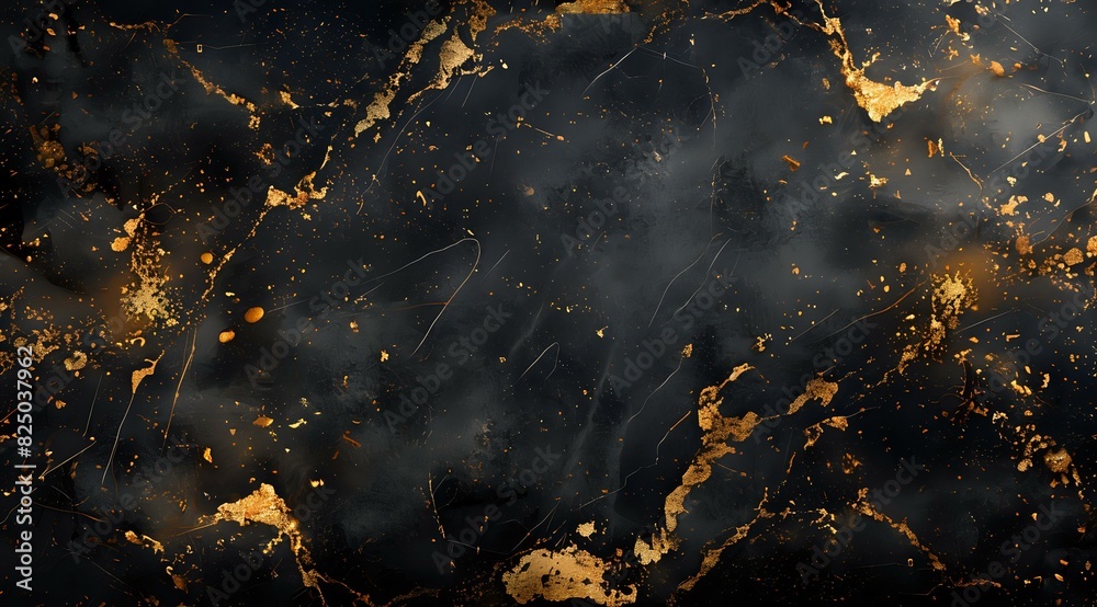Abstract black marble texture with gold veins and splashes, creating a luxurious and sophisticated pattern. Ideal for backgrounds, digital art, and design projects. Abstract black marble texture with gold veins and splashes, creating a luxurious and sophisticated pattern. Ideal for backgrounds, digital art, and design projects.