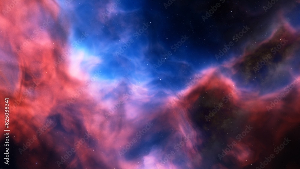 Fototapeta premium red-violet nebula in outer space, horsehead nebula, unusual colorful nebula in a distant galaxy, red nebula 3d render 