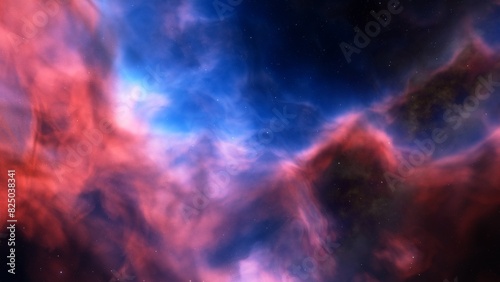 red-violet nebula in outer space, horsehead nebula, unusual colorful nebula in a distant galaxy, red nebula 3d render
 photo