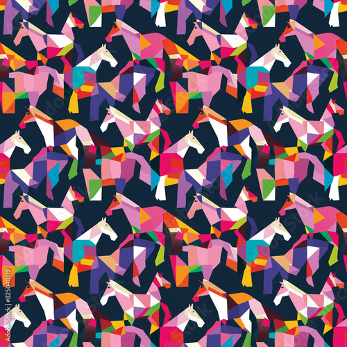 Colorful Geometric Horse Pattern