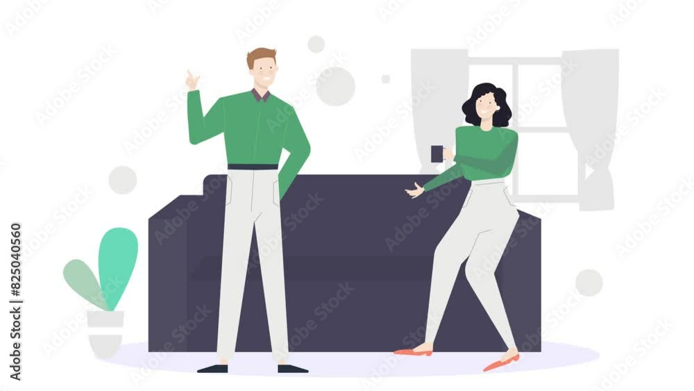 married couple discussion at home after work. animated illustration animation video married couple discussion at home after work. animated illustration animation video