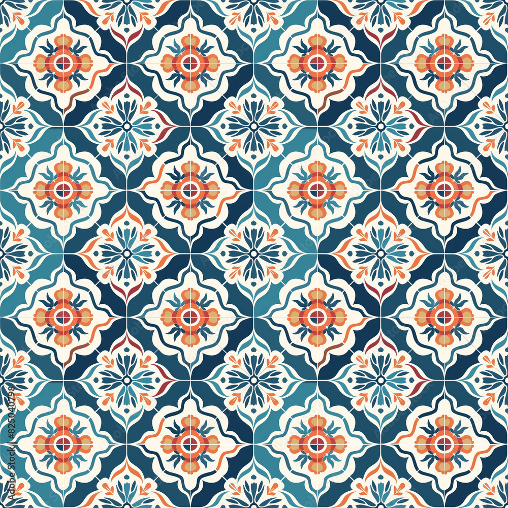 Fototapeta premium Colorful decorative geometric tile pattern