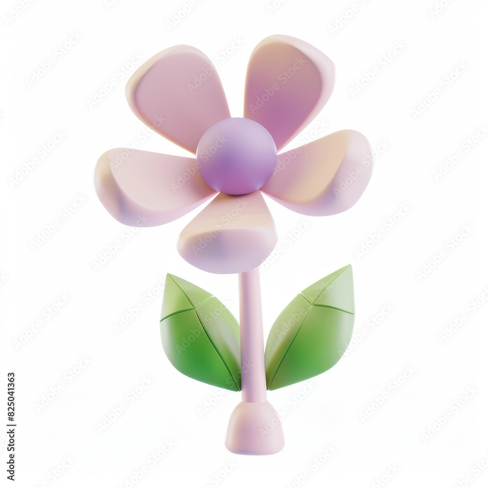 flower icon in 3d style on white background flower icon in 3d style on white background