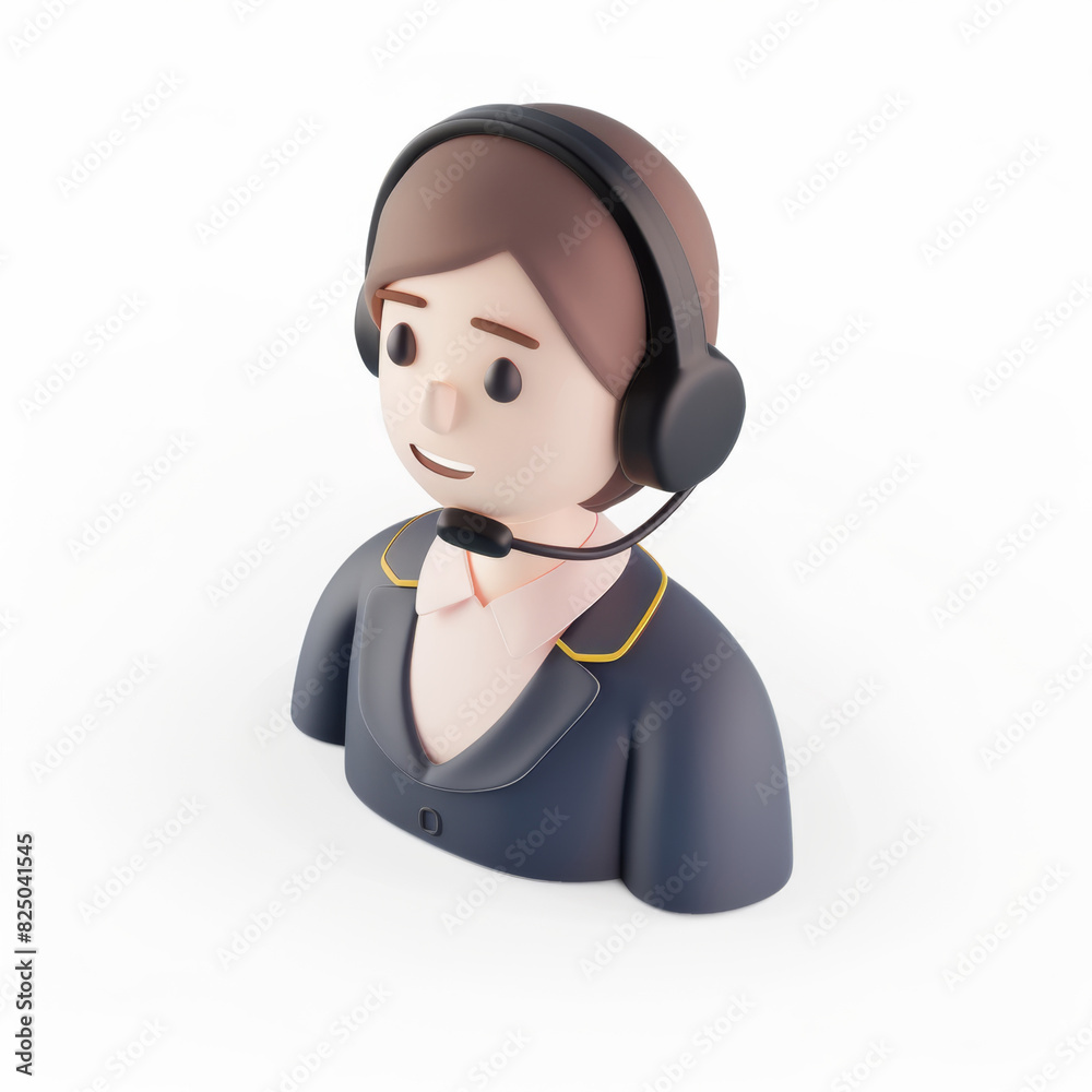 Operator in headphones with microphone
in 3D style on a white background Operator in headphones with microphone
in 3D style on a white background