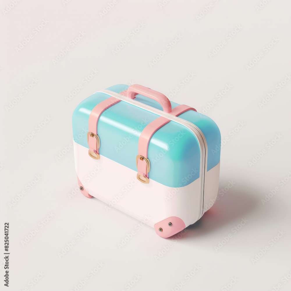  Suitcase in 3D style on a white background
