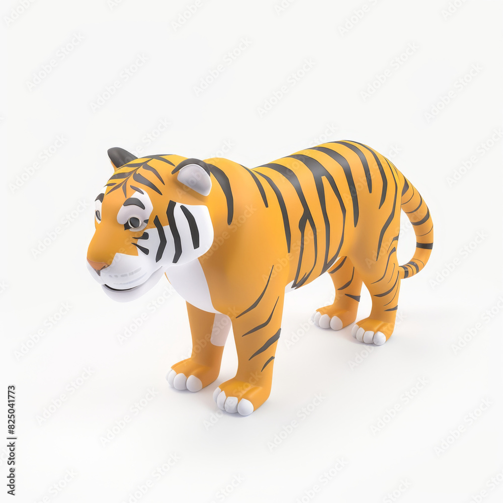 Obraz premium Tiger icon in 3D style on a white background