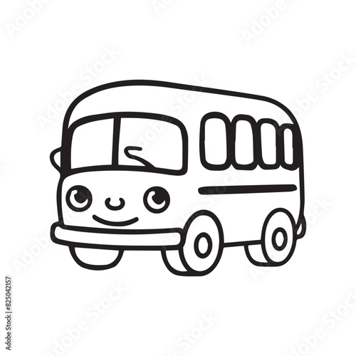 cartoon bus vector sticker art