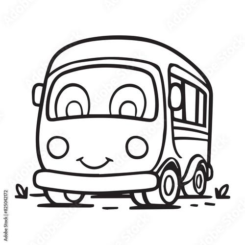 cartoon bus vector sticker art