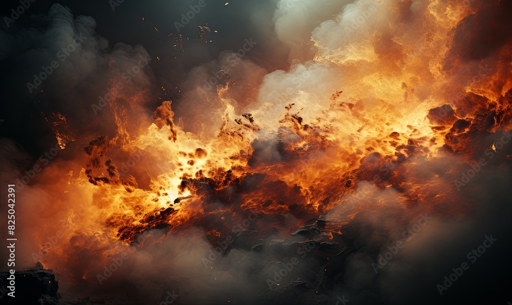 Large Fire Emitting Smoke Large Fire Emitting Smoke
