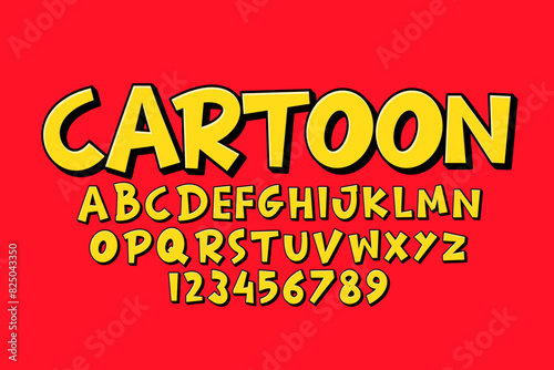 Vector of modern comical font and alphabet. Playful style font design, colorful childish alphabet, letters and numbers vector illustration