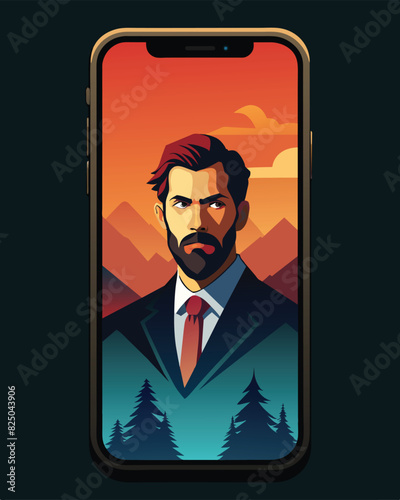 Smartphone mockup with business man portrait