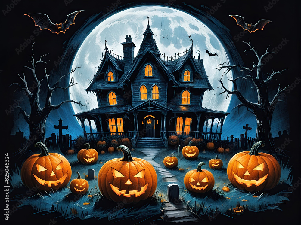 Halloween jack o lanterns on various creepy background Halloween jack o lanterns on various creepy background