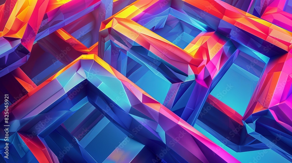 Vibrant 3D abstract background featuring interlocking geometric shapes ...