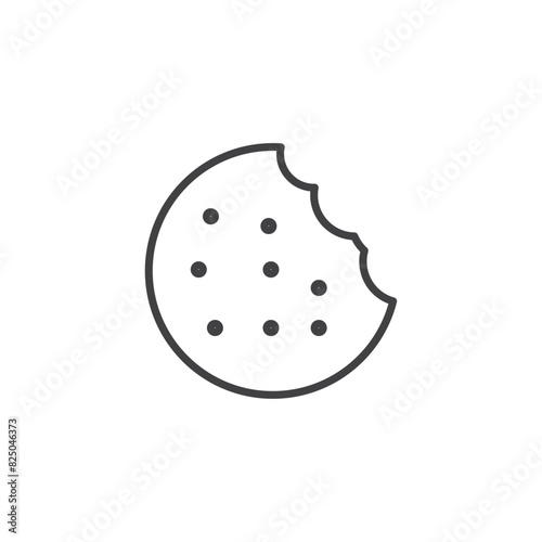 Cookie icon set. Chocolate biscuit with bite vector symbol and web cookie icon.