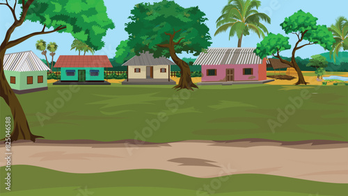 Village rural landscape, road landscape, Indian poor mud house, Farmer house, Village landscape, tin shade home, straw hut, Indian village house, mud house, Indian hut design