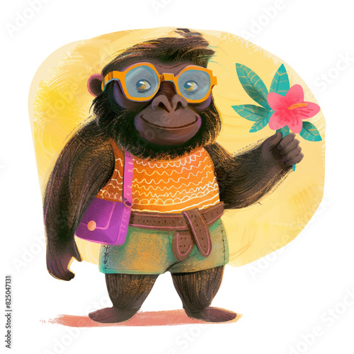 Cute cool gorilla wearing waist bag and glasses (8)