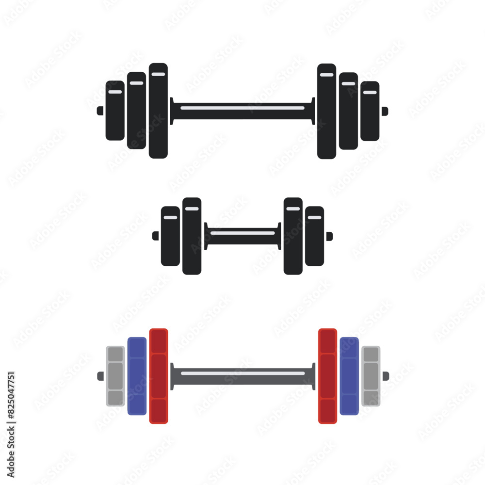 Set of dumbbells with weights. Sports equipment Set of dumbbells with weights. Sports equipment