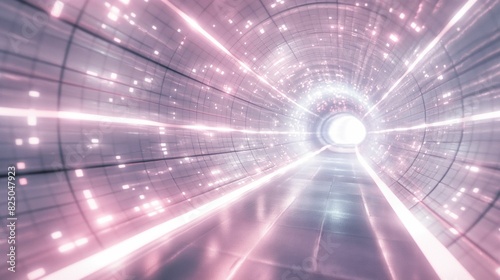 Image of a 3D room light abstract space technology tunnel.