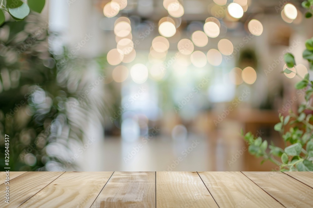A wooden table top in focus with a blurred background, ideal for ecommerce product photography A wooden table top in focus with a blurred background, ideal for ecommerce product photography