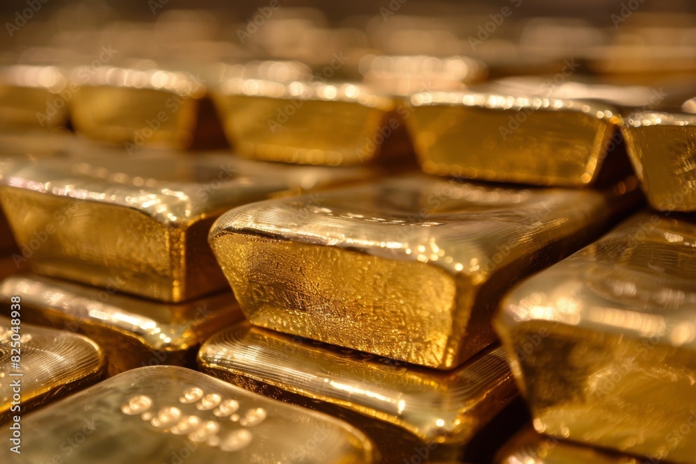 A pile of gold bars with the numbers 1 through 9 on them A pile of gold bars with the numbers 1 through 9 on them