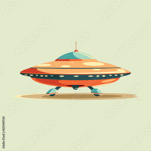 UFO Flying Spaceship in Sky Cartoon icon template vector illustration