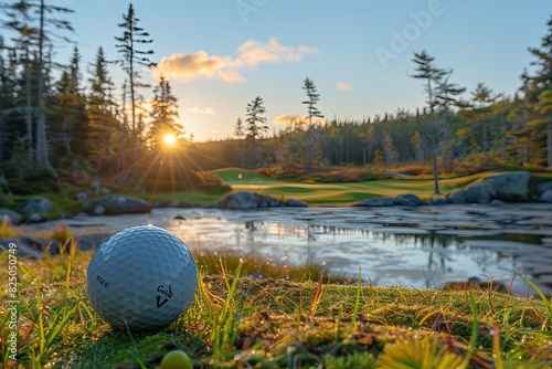 Golf Ball Resting by Pond photo