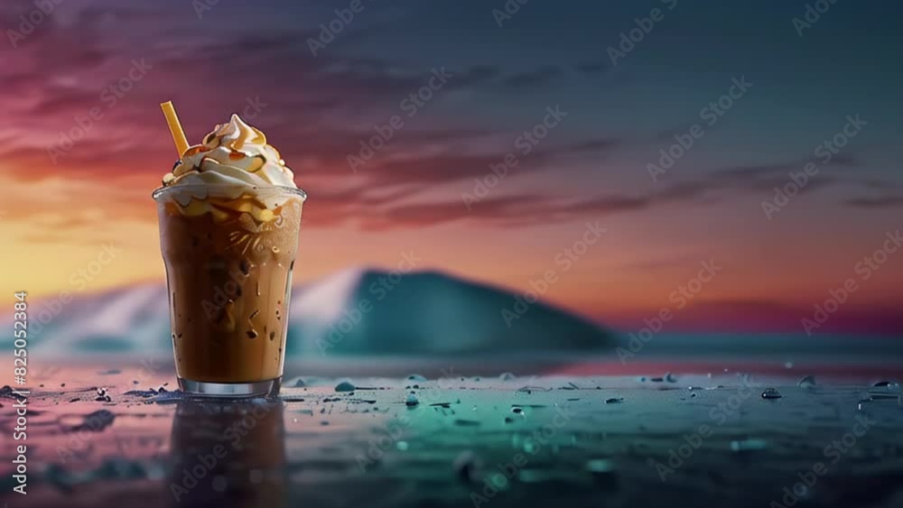 Сoffee with ice cream close-up
