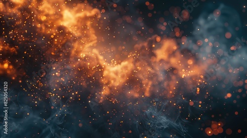 Dust particles. Abstract background of particles. Fire flying sparks. 3d rendering.