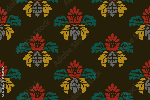 Ikat Seamless Pattern tribal art Embroidery, Ikat stripe Digital textile Asian Design for Prints Fabric saree Mughal Swaths texture Kurti Kurtis Kurtas, Motif Batik