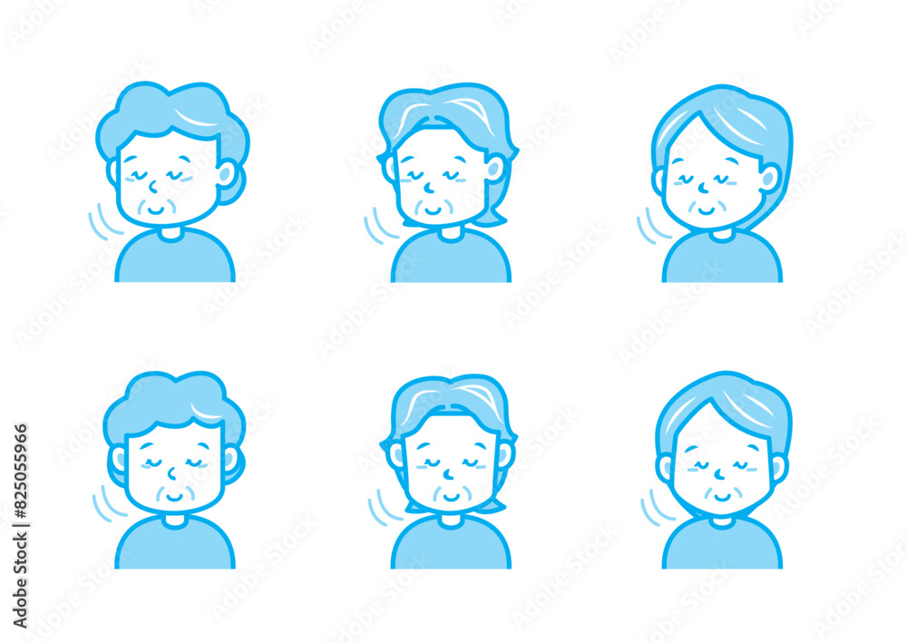 うなずく女性のイラストセット