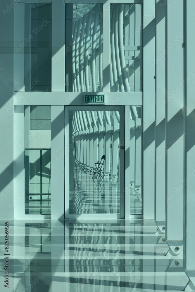 Fototapeta premium Modern building structure with unique interiors design. Building abstract, interiors design. 