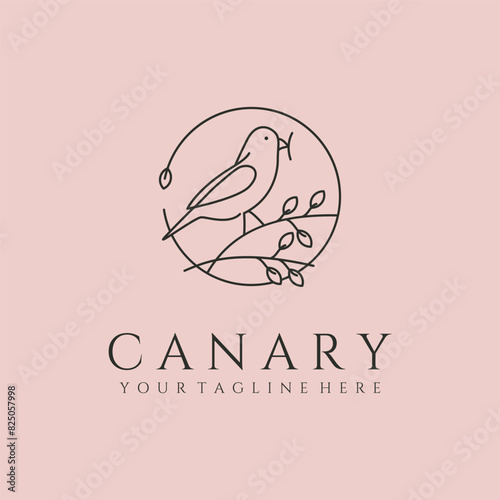 canary bird minimalist bird line art logo vector symbol illustration design photo