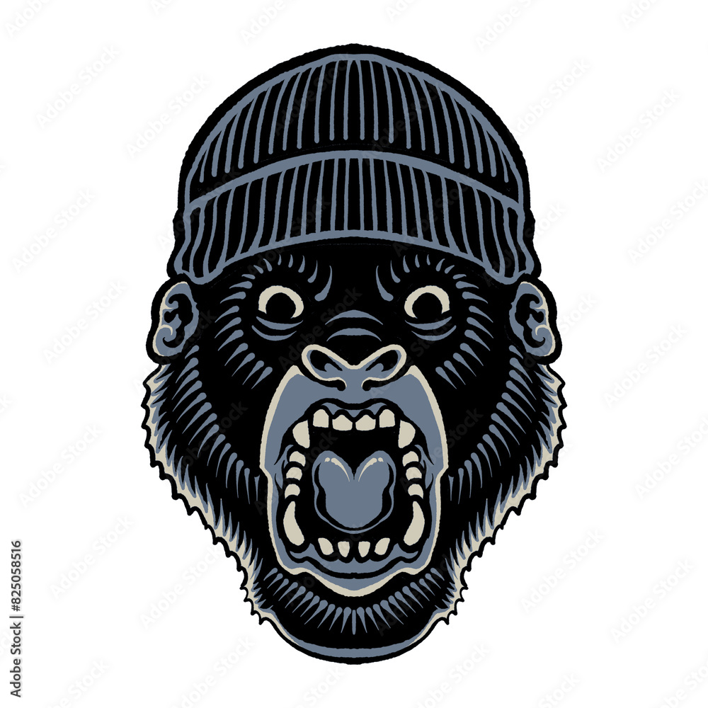 Fototapeta premium gorilla with beanie hat